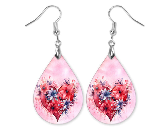 Valentine's Day Floral Heart 3 Earrings