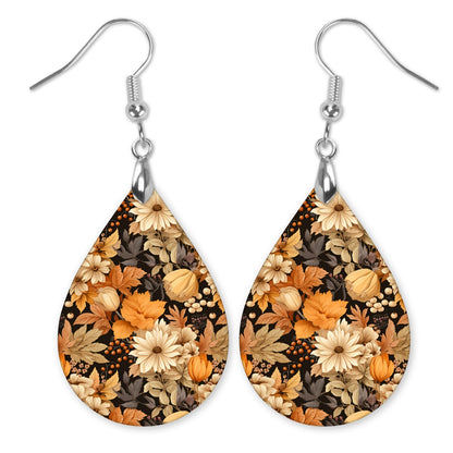Fall Floral Teardrop Earrings