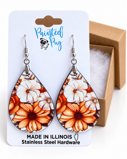 Boho Floral Teardrop Earrings – Fall Inspired