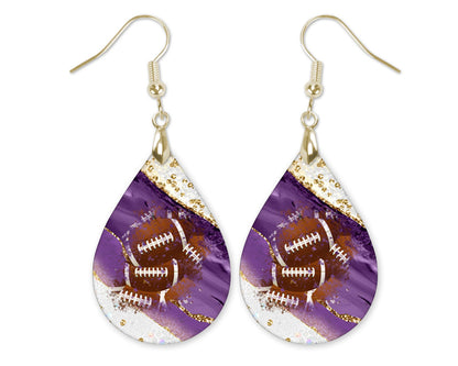 Purple & Gold Football Gameday Teardrop Earrings