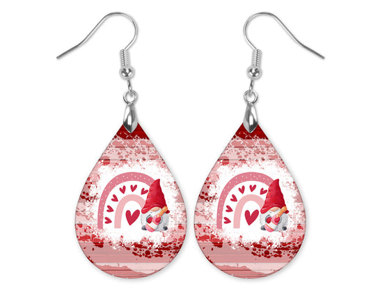Valentine's Day Gnome Wood Heat Earrings