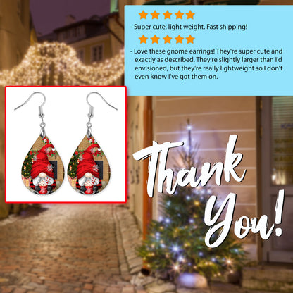Gnome Christmas Hot Cocoa Teardrop Earrings - Handmade Holiday Jewelry