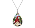 Gnome Christmas Wine Teardrop Shape Necklace