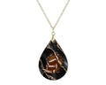 Gold Black Football Teardrop Shape Necklace