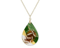 Green Gold Football Teardrop Shape Necklace