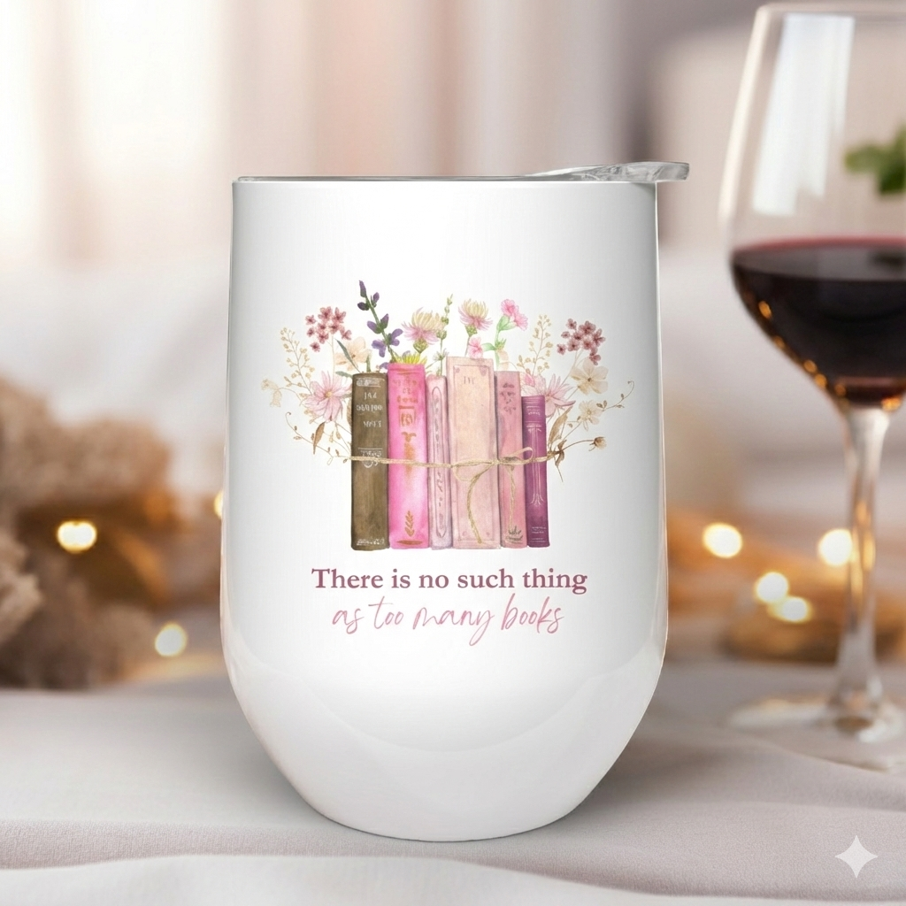 The Book Lover Bundle – Cozy Sweatshirt, Wine Tumbler, Bookmark & Coaster