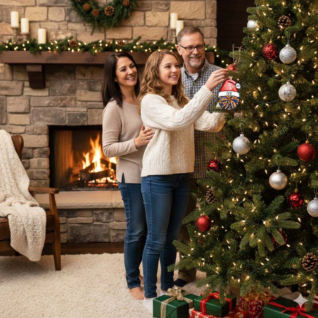 Personalized Cheer Pom Ornament – Custom Name, Number & Year