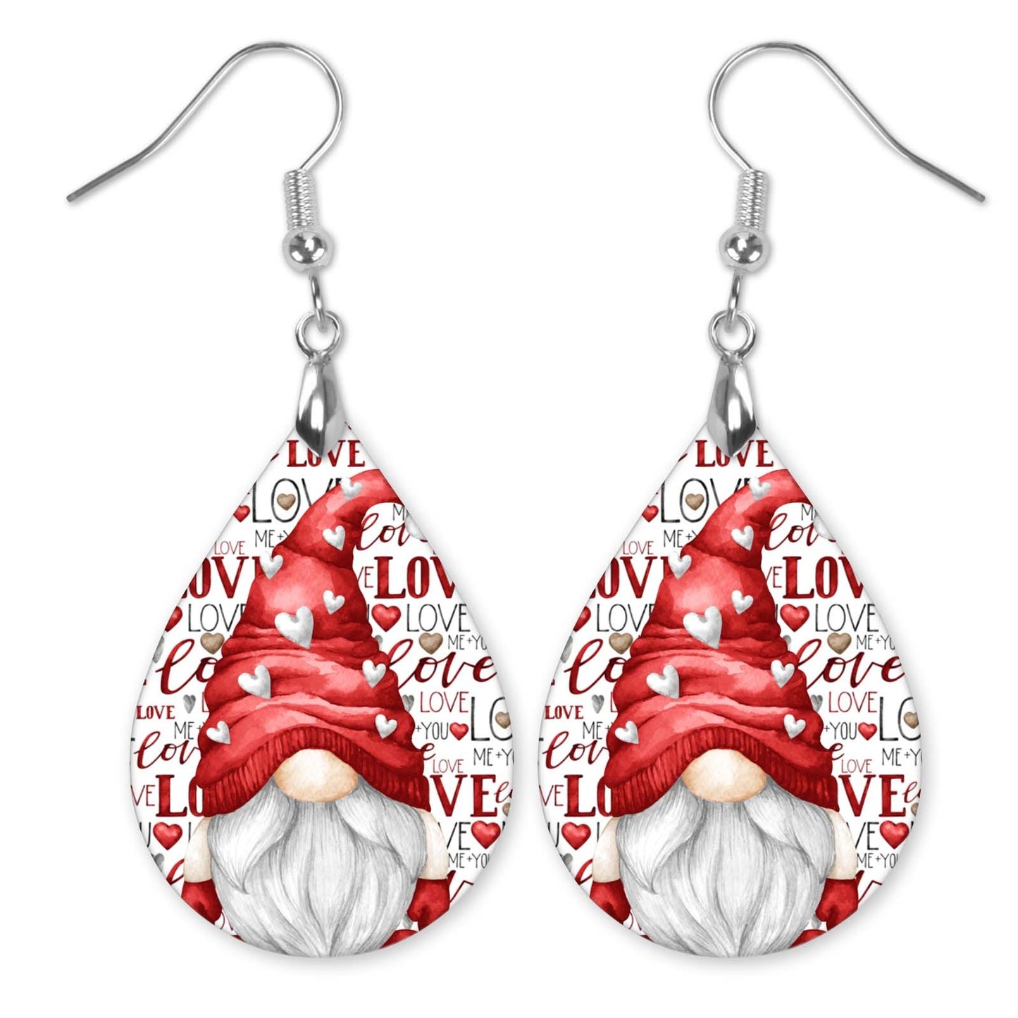 Valentine's Day Gnome Teardrop Earrings