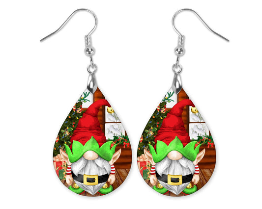 Christmas Elf Gnome Teardrop Earrings