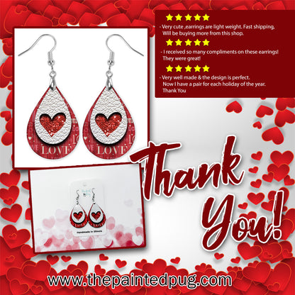 Valentine's Day Heart Teardrop Earrings - Handmade in Illinois