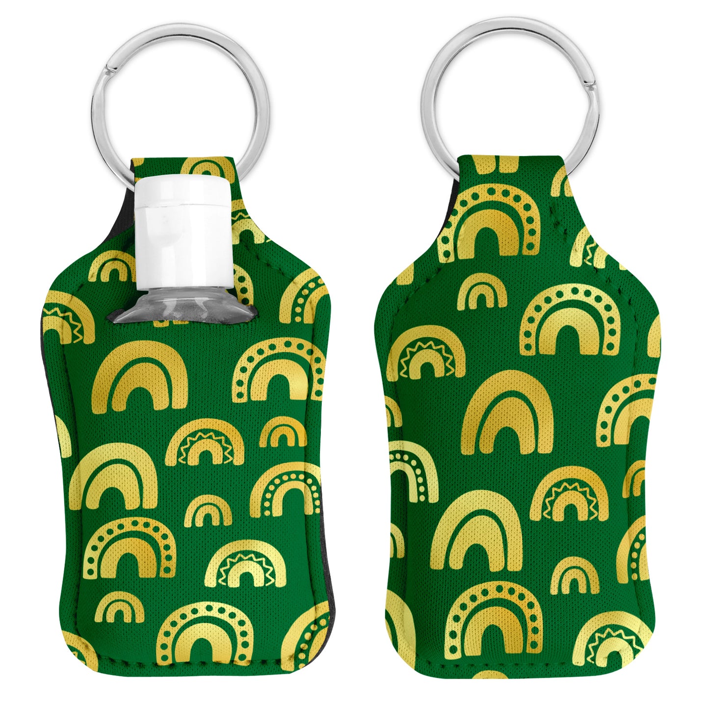 St Patrick’s Day Hand Sanitizer Holder Keychain – Shamrock Neoprene Holder with Keyring