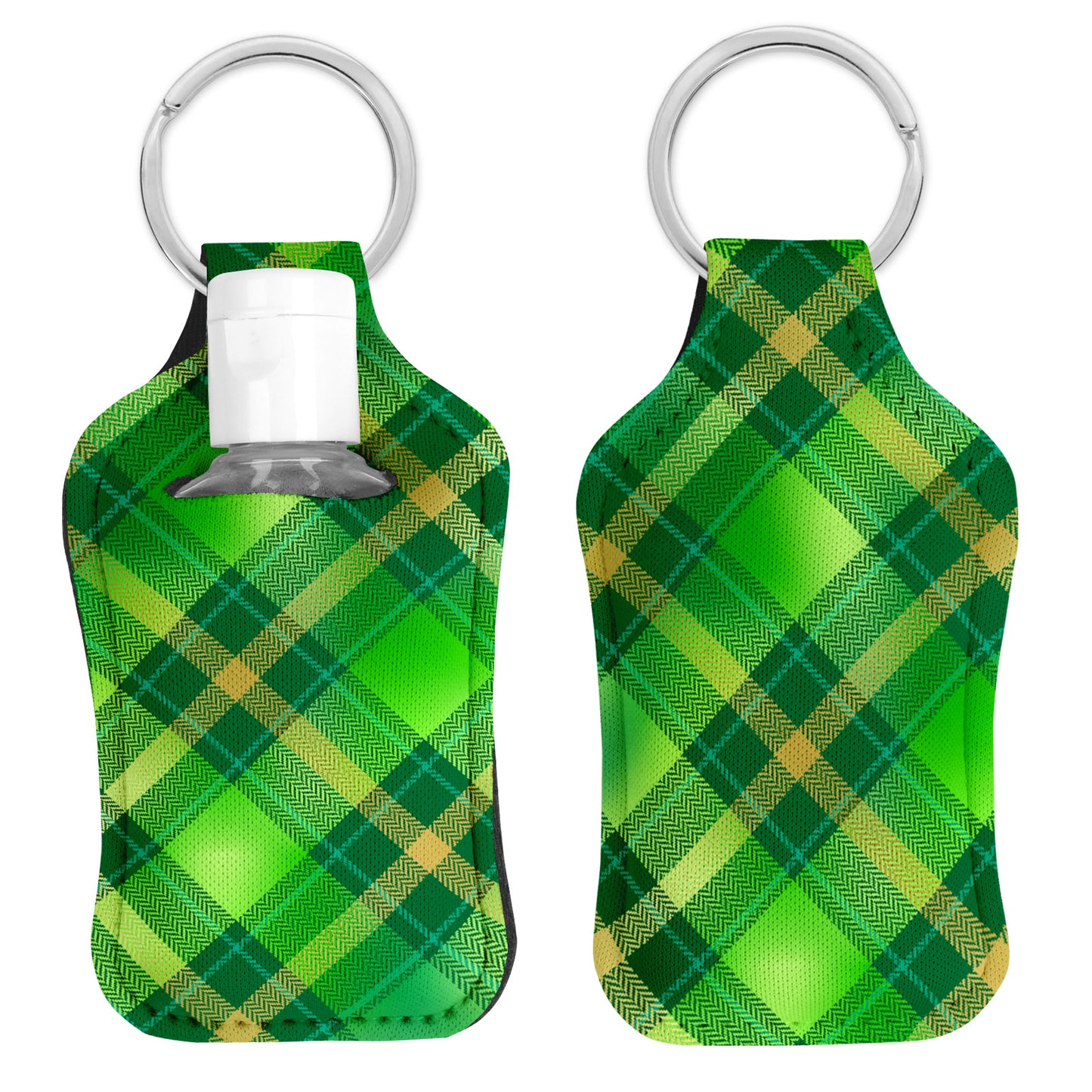 St Patrick’s Day Hand Sanitizer Holder Keychain – Shamrock Neoprene Holder with Keyring