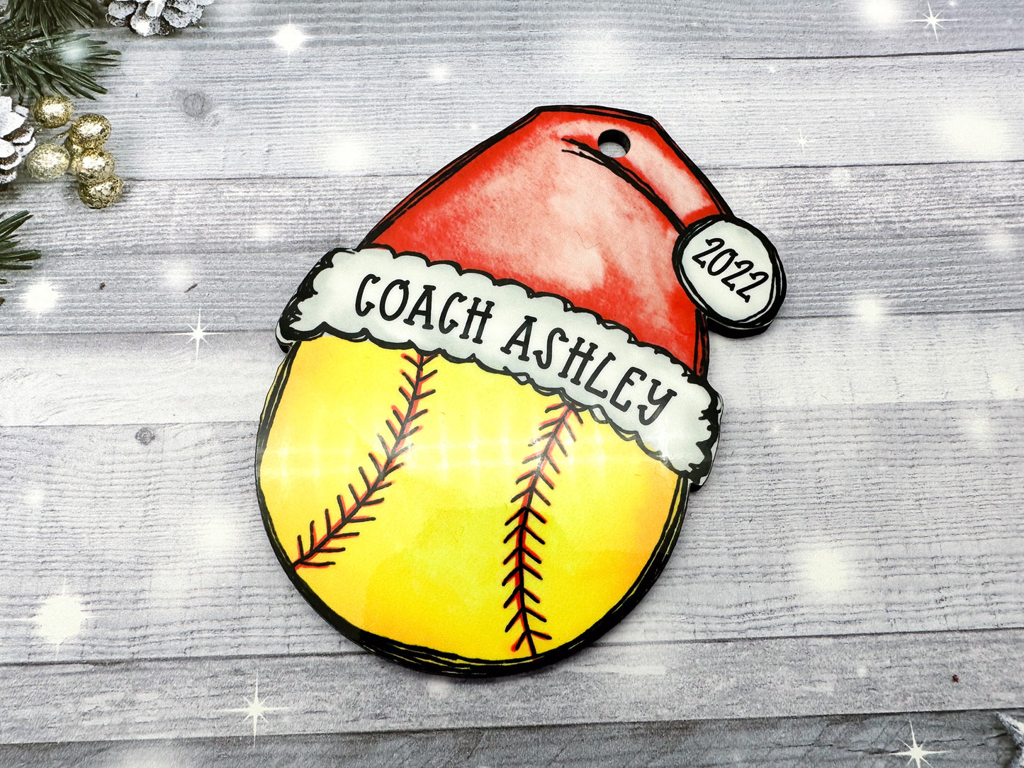 Personalized Softball Ornament – Custom Name, Number & Year