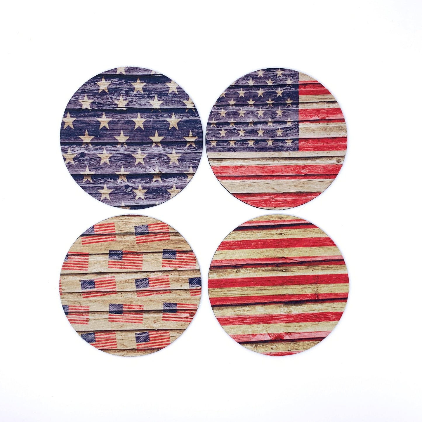 Rustic American Flag Coasters – Set of 4 Neoprene
