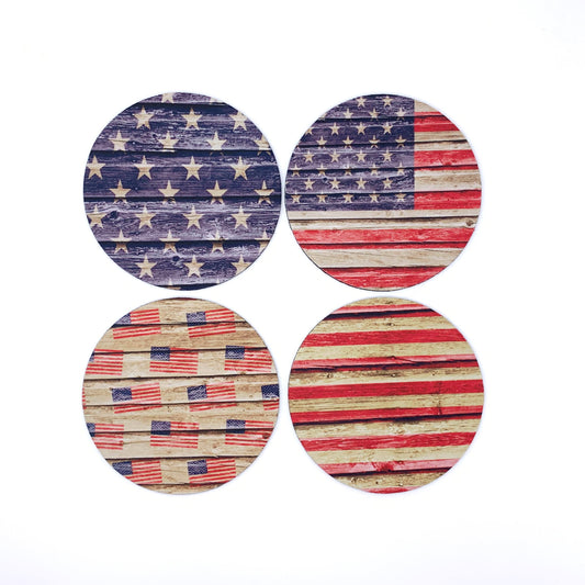 Rustic American Flag Coasters – Set of 4 Neoprene