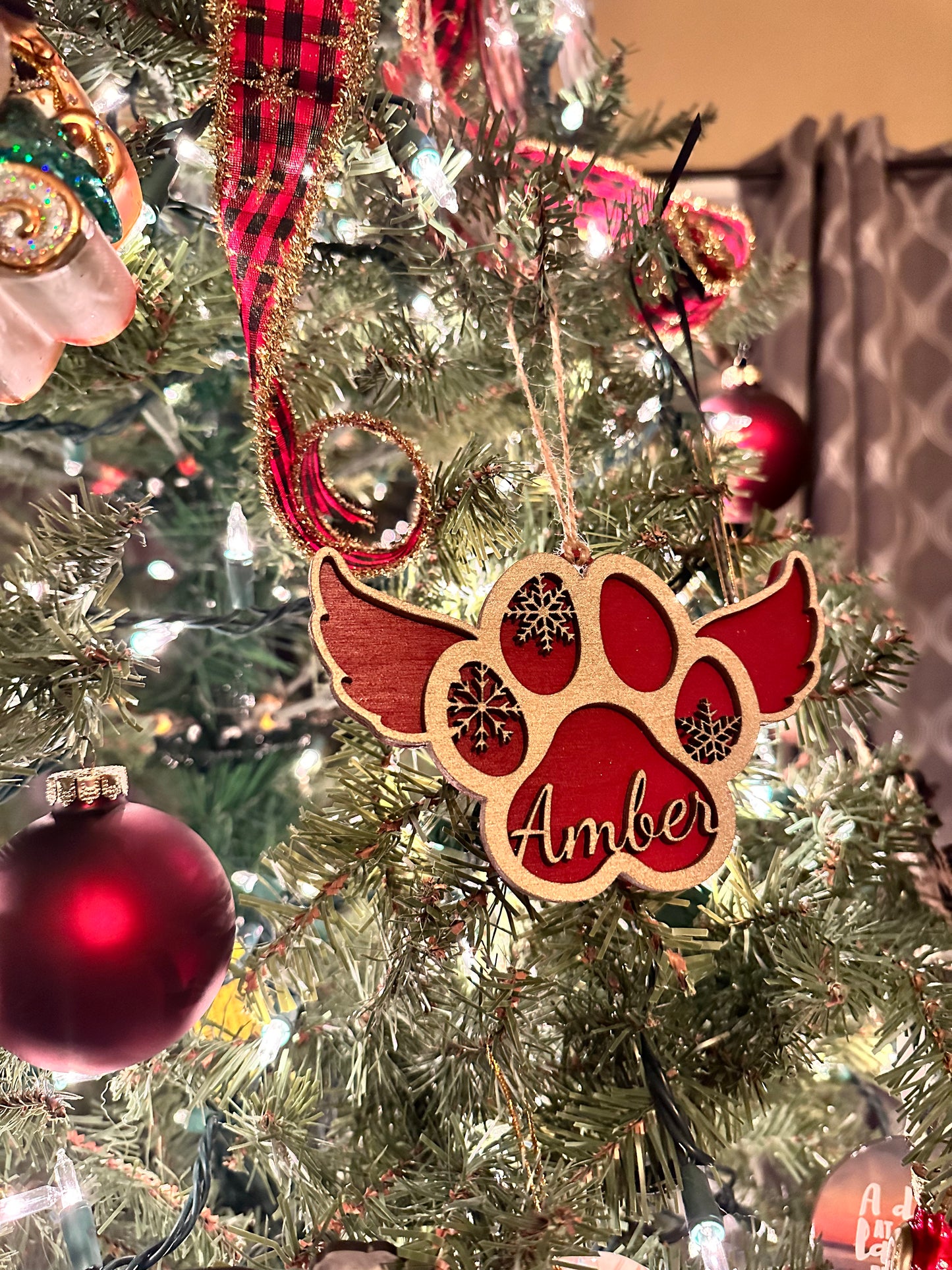 Personalized Paw Print Ornament – Custom Pet Name Christmas Gift
