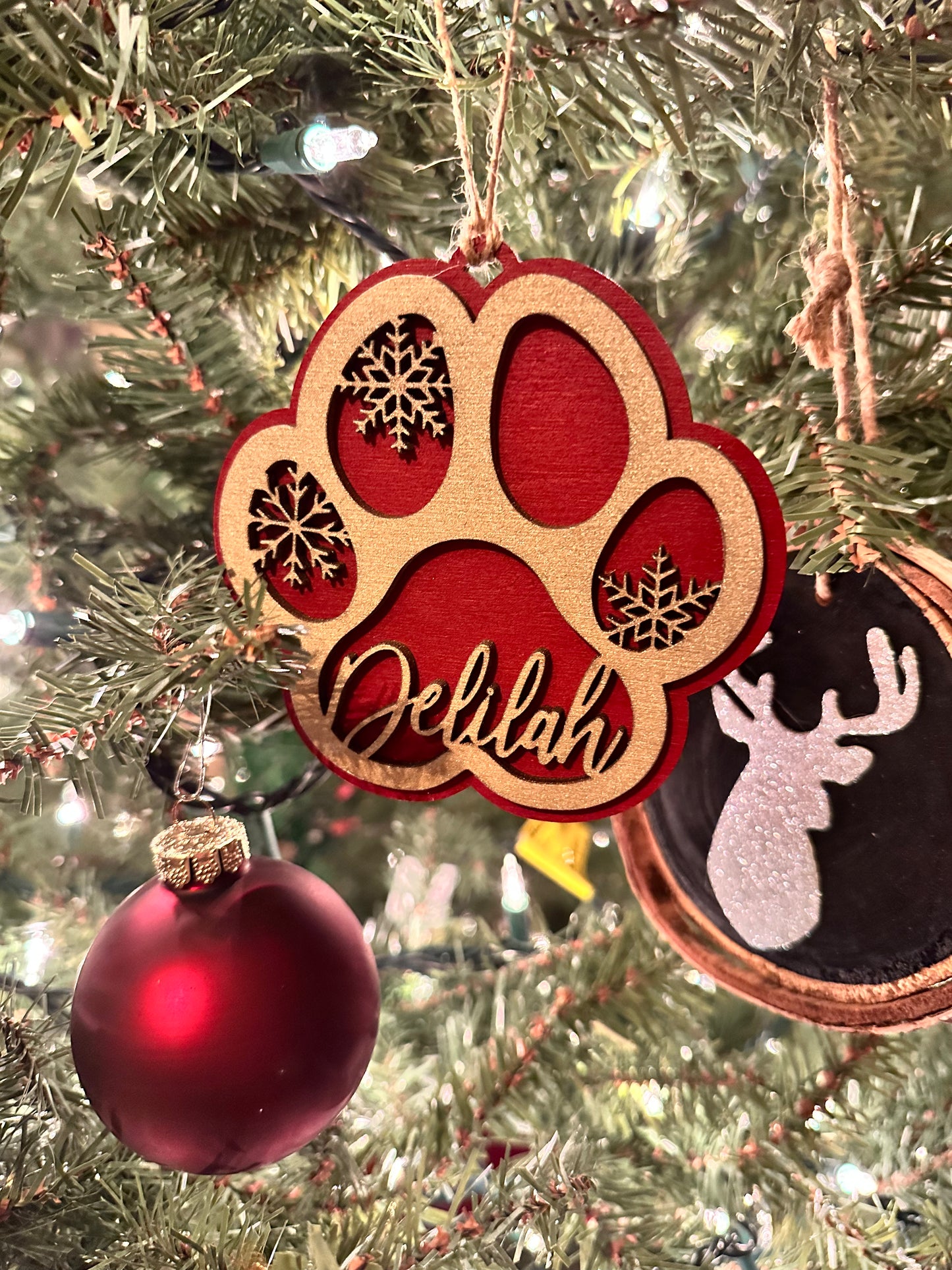 Personalized Paw Print Ornament – Custom Pet Name Christmas Gift