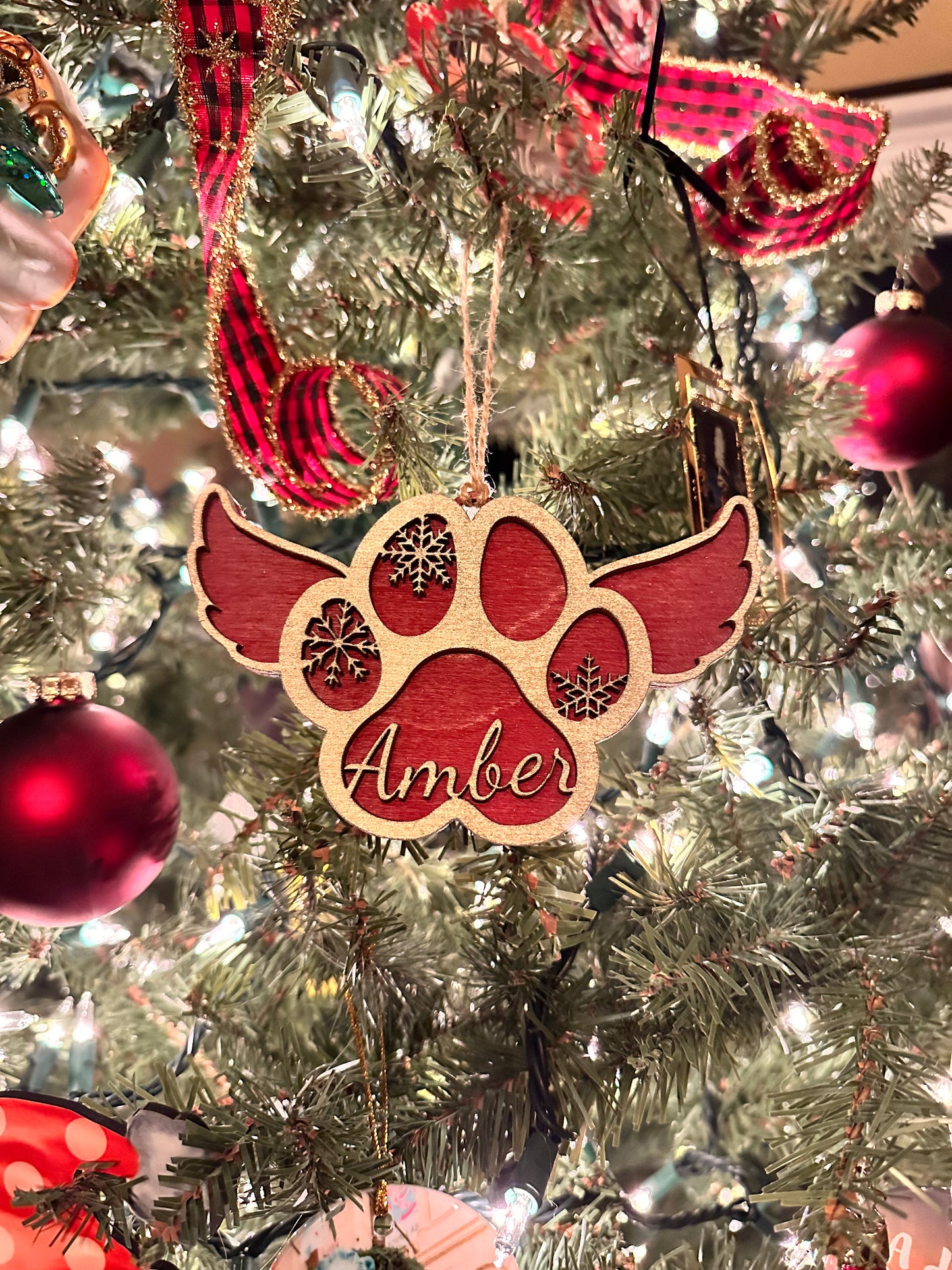 Personalized Paw Print Ornament – Custom Pet Name Christmas Gift