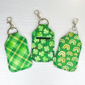 St Patrick’s Day Hand Sanitizer Holder Keychain – Shamrock Neoprene Holder with Keyring