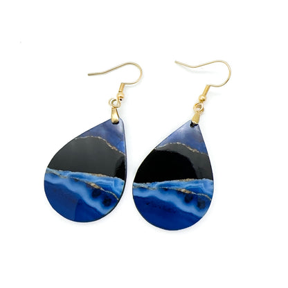 Blue and Gold Teardrop Earrings – The Original Viral Pair, Handmade in the USA