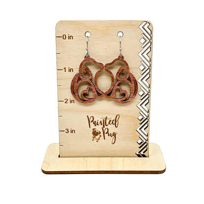 Heart Dog Cutout Earrings – Brown Wooden Dog Lover Dangle Earrings