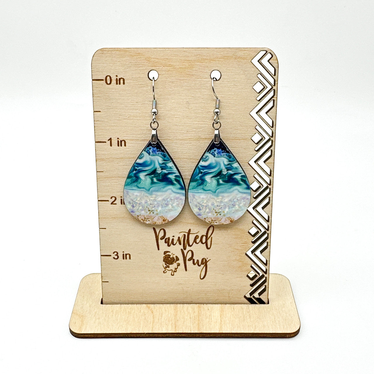 Personalized Beach Earrings Wine Tumbler & Wristlet Gift Set