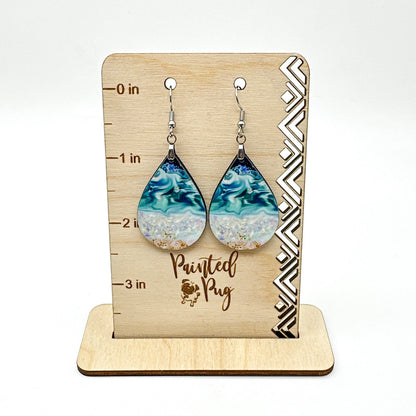 Personalized Beach Earrings Wine Tumbler & Wristlet Gift Set