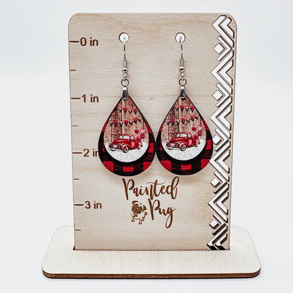 Valentine's Day Earrings Red Truck Teardrop Earrings