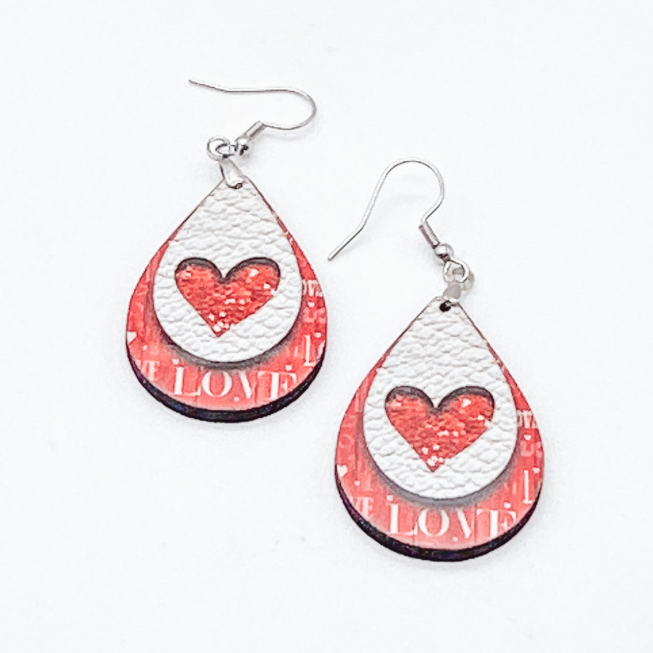 Valentine's Day Heart Teardrop Earrings - Handmade in Illinois