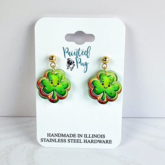 Shamrock Cookie St. Patrick’s Day Earrings – Cute Dangle Jewelry