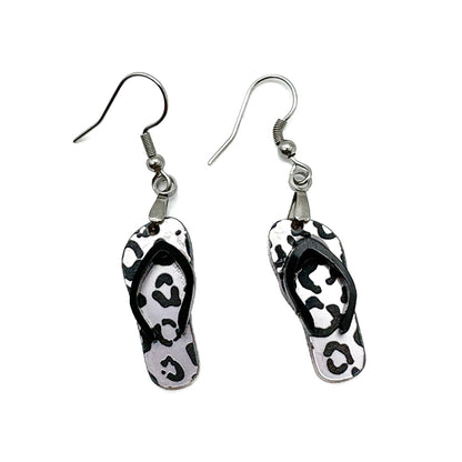 Leopard Print Flip Flop Earrings for Women