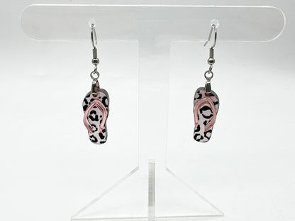 Leopard Print Flip Flop Earrings for Women
