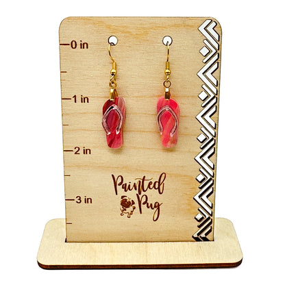Pink and Rose Gold Acrylic Flip Flop Earrings