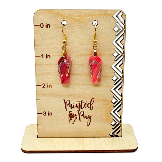 Pink and Rose Gold Acrylic Flip Flop Earrings