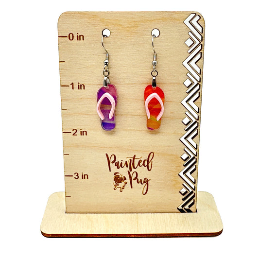 Pink Purple Acrylic Flip Flop Earrings for Summer