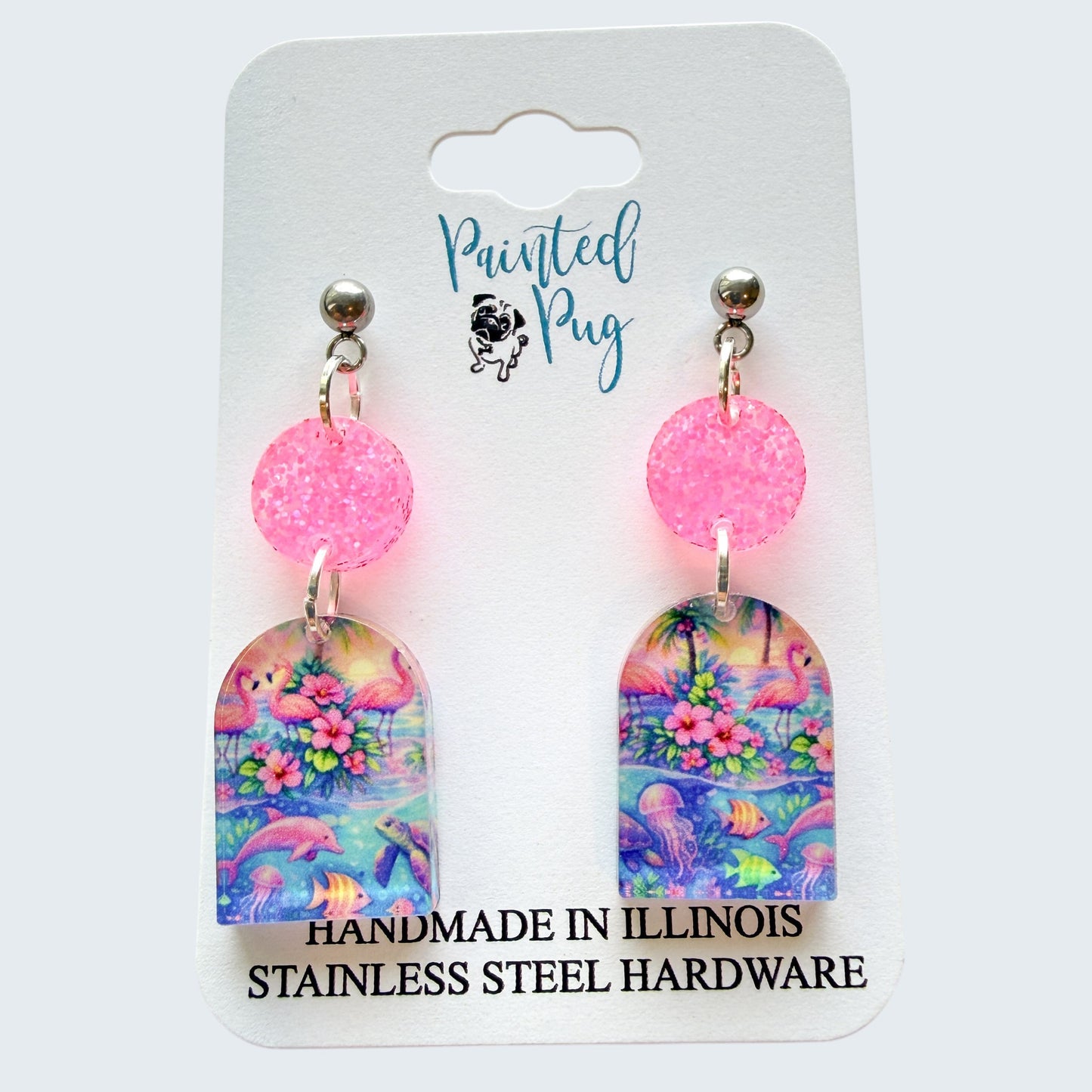 Flamingo Beach Dangle Earrings