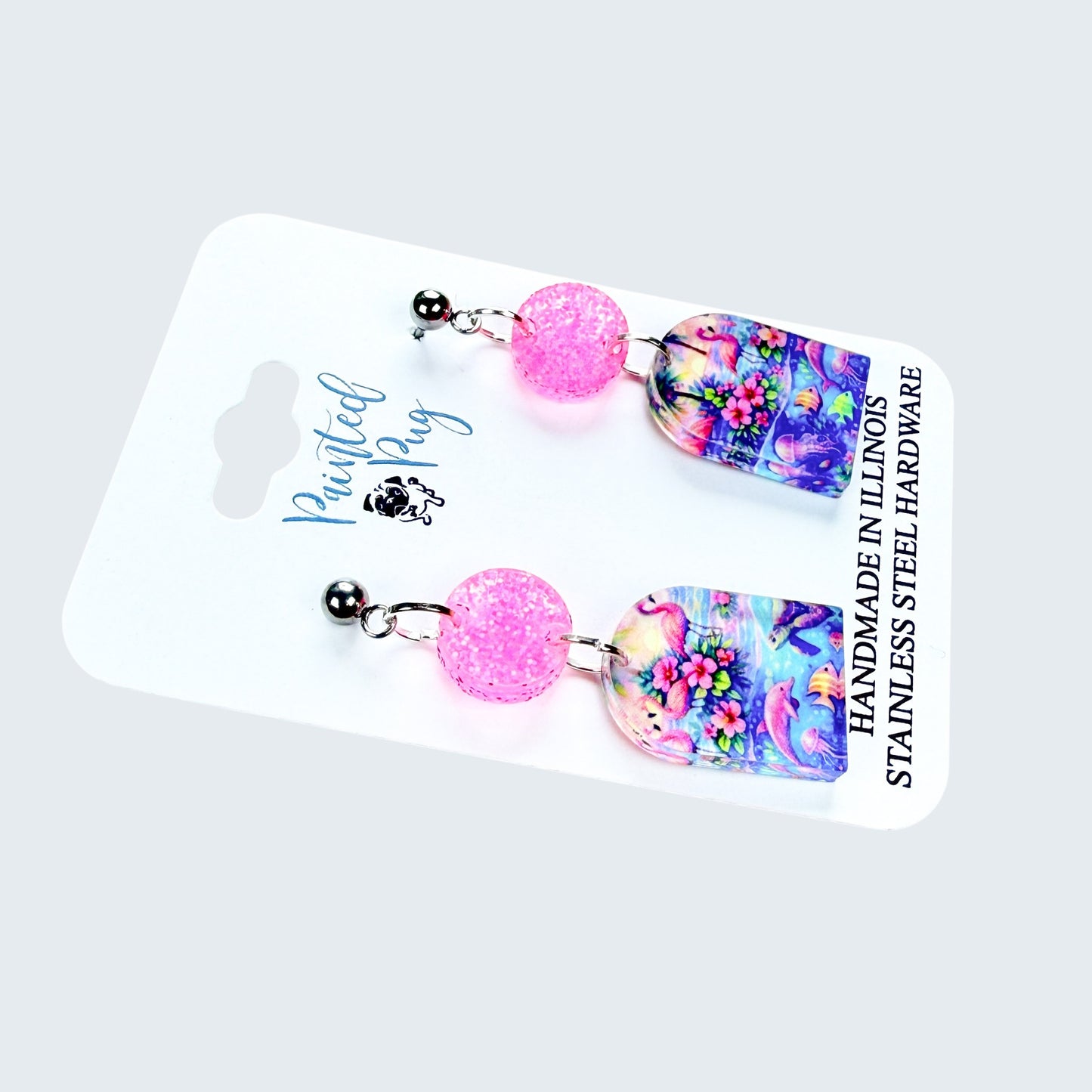 Flamingo Beach Dangle Earrings