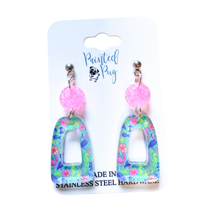 Tropical Paradise Beach Dangle Earrings – Crab Seahorse Acrylic Earrings