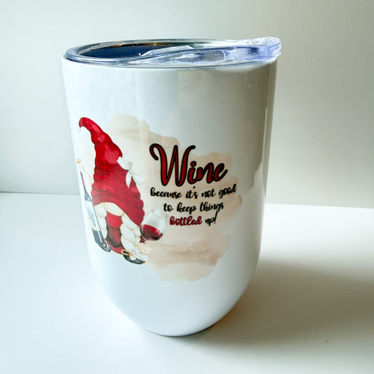 Wine Gnome 12oz Wine Tumbler with Lid – Funny Quote