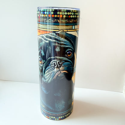 Black Pug 20oz Skinny Tumbler with Straw – Stained Glass Art
