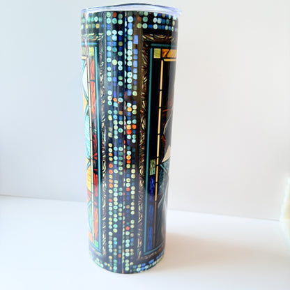 Black Pug 20oz Skinny Tumbler with Straw – Stained Glass Art