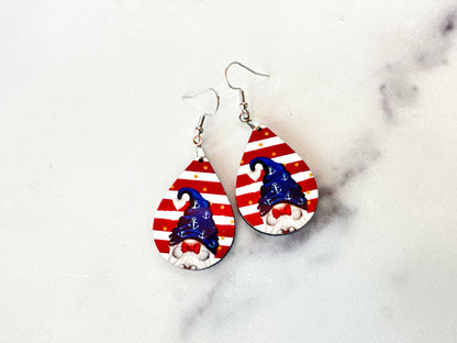 Nautical 4th of July Gnome Earrings