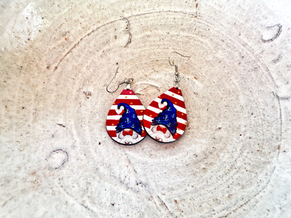 Nautical 4th of July Gnome Earrings