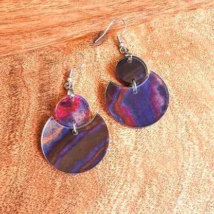 Purple Half Moon Boho Earrings Stylish Earrings Fall Earrings Halloween Earrings