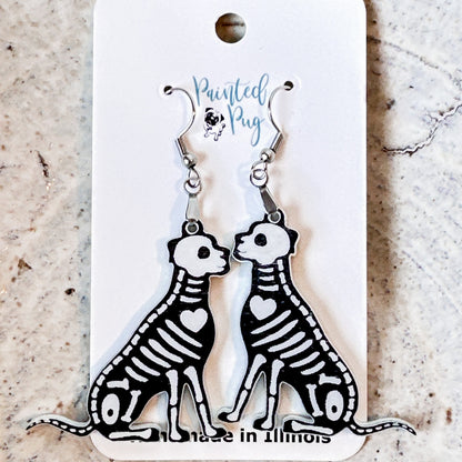 Dog Skeleton Halloween Dangle Earrings for Women
