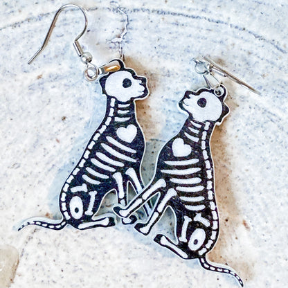 Dog Skeleton Halloween Dangle Earrings for Women
