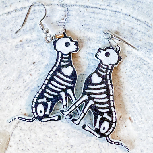 Dog Skeleton Halloween Dangle Earrings for Women