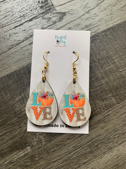 Handmade Fall Love Pumpkin Teardrop Earrings – Autumn Harvest Jewelry