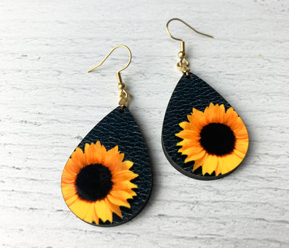 Handmade Sunflower Teardrop Earrings – Floral Statement Jewelry for Any Season