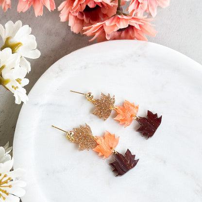 Fall Maple Leaf Dangle Acrylic Earrings